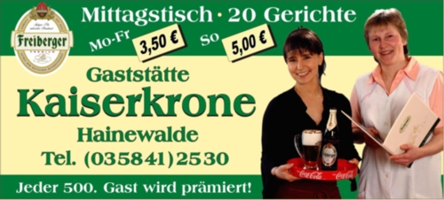 Flyer der Kaiserkrone Hainewalde